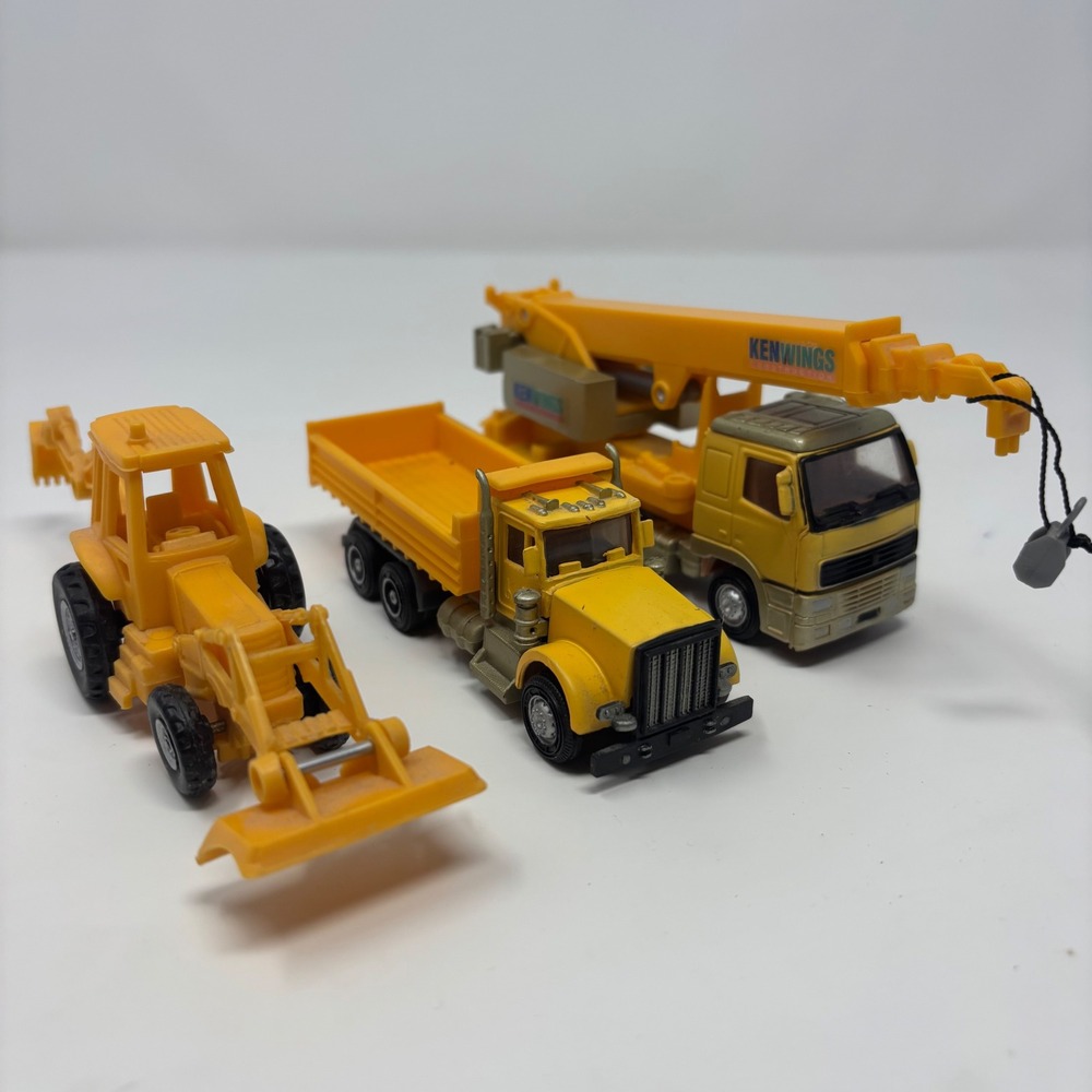 Vintage Kentoys Construction Vehicle Lot of 3 Crane Dump Truck Backhoe Set
